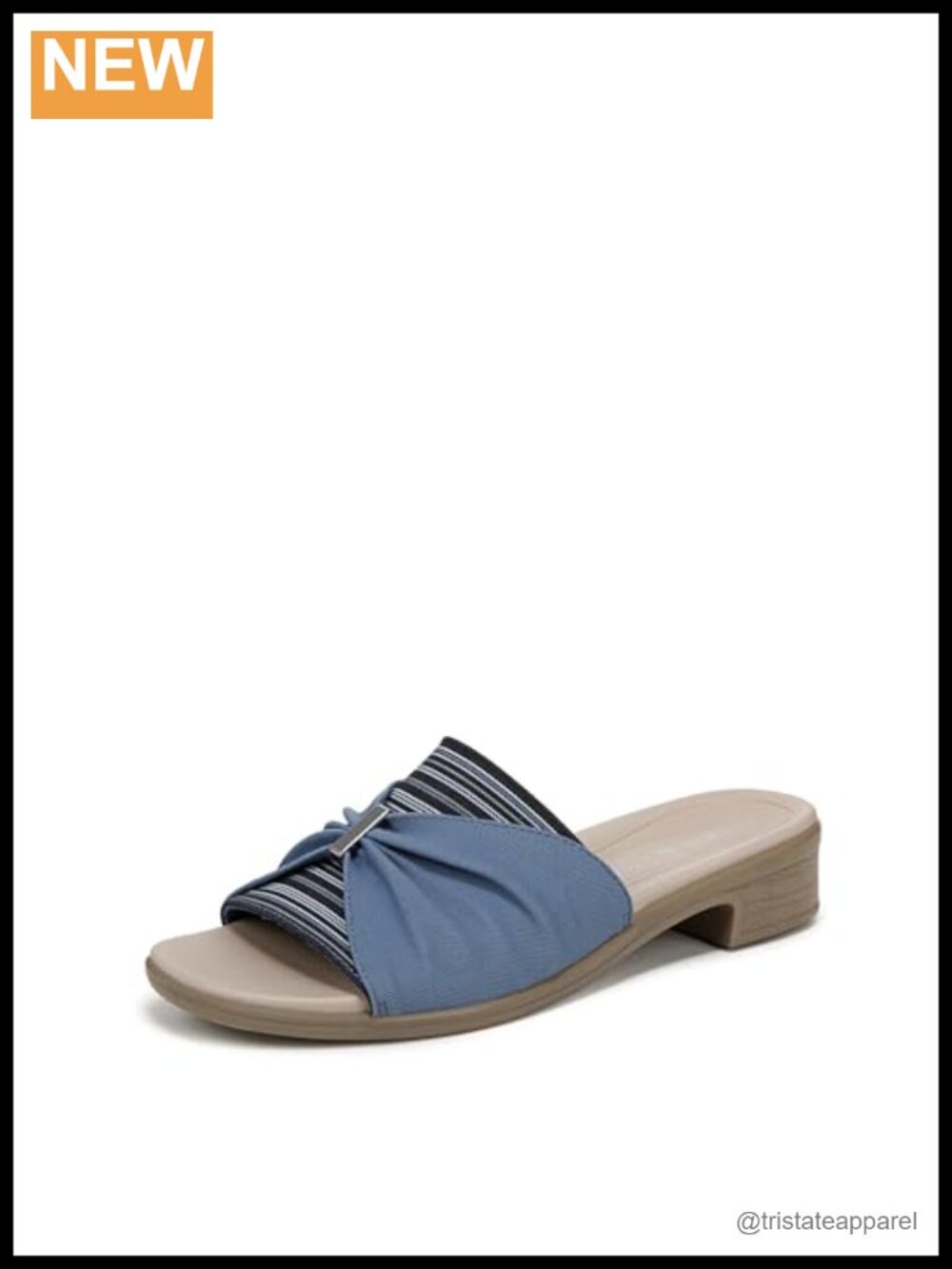 LifeStride Paradise Slides Stretch Jersey Block Heel Sandals Slip On